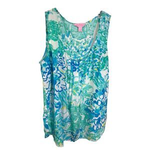 Lilly Pulitzer Womens Tank Top Dahlia Resort White In A Pinch Silk Scoop Neck XS